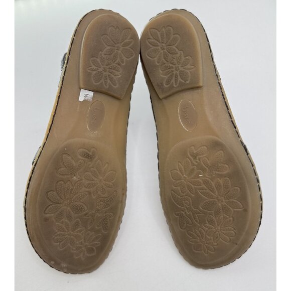 B.O.C. Børn Strappy Sandals Black Leather Flowers Flat Heel Sz 7/38 Preppy Boho - Picture 9 of 10